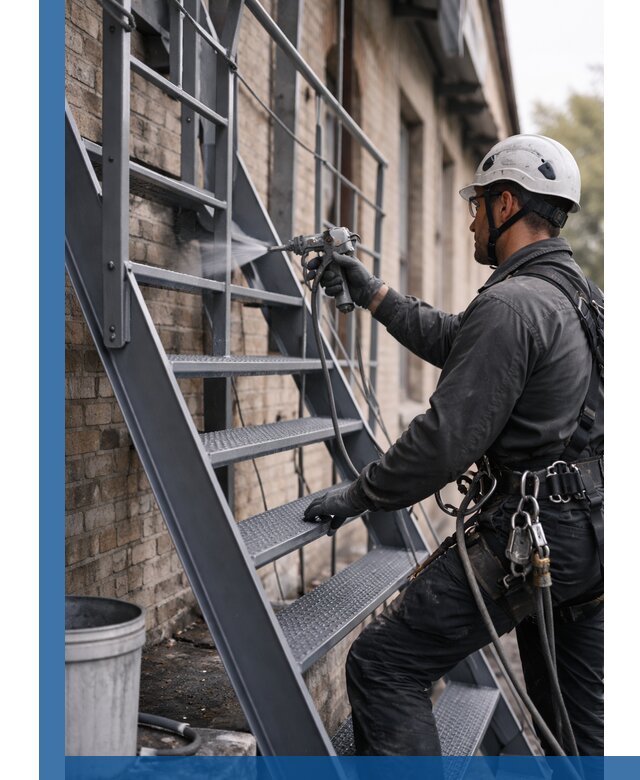 Покраска и антикоррозионная защита пожарных лестниц в Гусе-Хрустальном