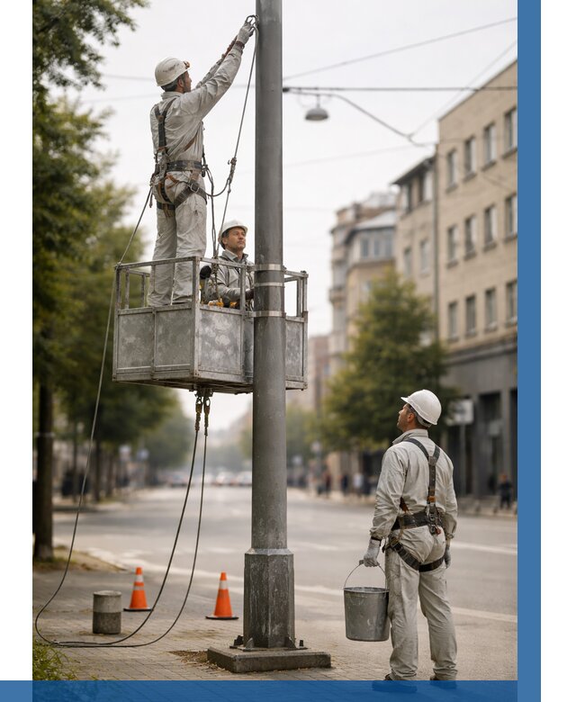 Покраска опор освещения в Гусе-Хрустальном от 5349 р. | ВЫСОТНИК-Гсь