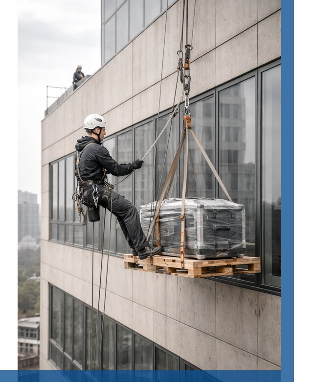 Спуск груза по фасаду в Гусе-Хрустальном от 3744 р. | ВЫСОТНИК-Гсь