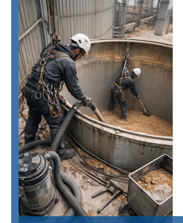 Профессиональная чистка зерновых бункеров в Гусе-Хрустальном с выездом