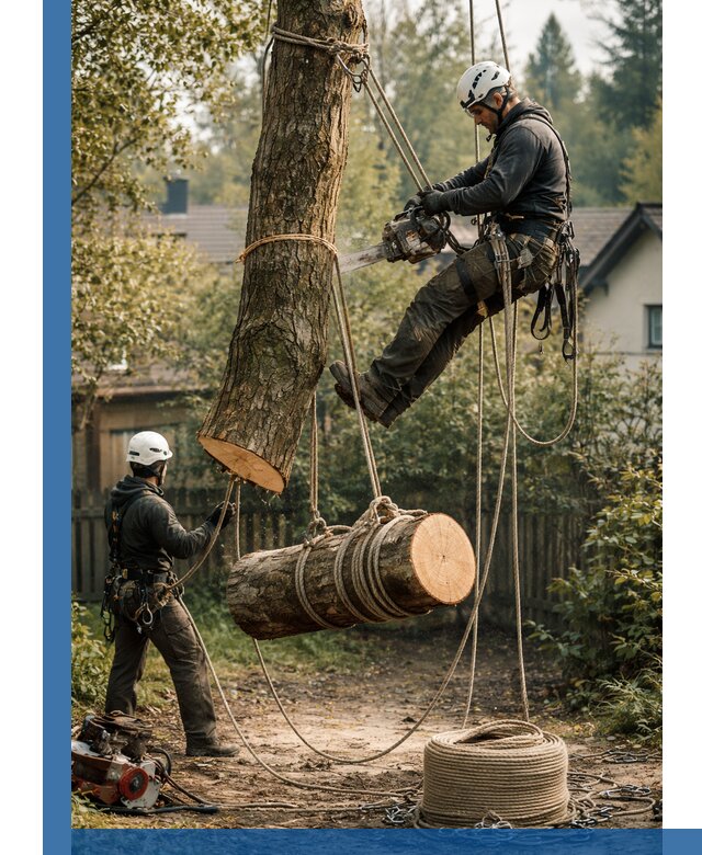 Валка деревьев частями в Гусе-Хрустальном, безопасно и аккуратно
