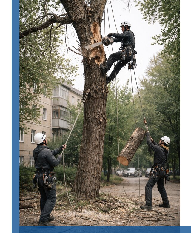 Срочное удаление аварийных деревьев в Гусе-Хрустальном с гарантией безопасности