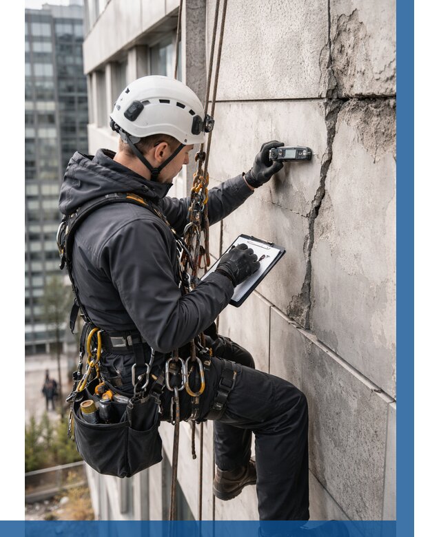 Обследование фасада альпинистами в Гусе-Хрустальном от 128 р. | ВЫСОТНИК-Гсь