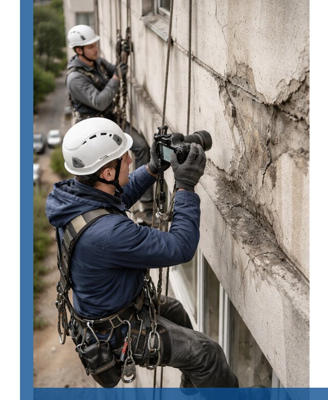 Фотофиксация дефектов фасада с высотной съемкой в Гусе-Хрустальном