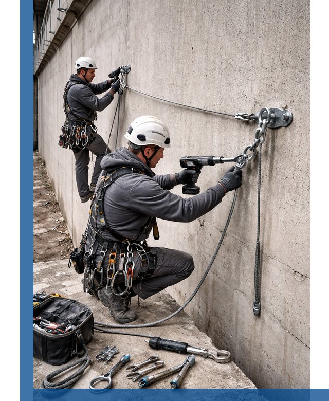 Монтаж анкерных линий высотной безопасности в Гусе-Хрустальном