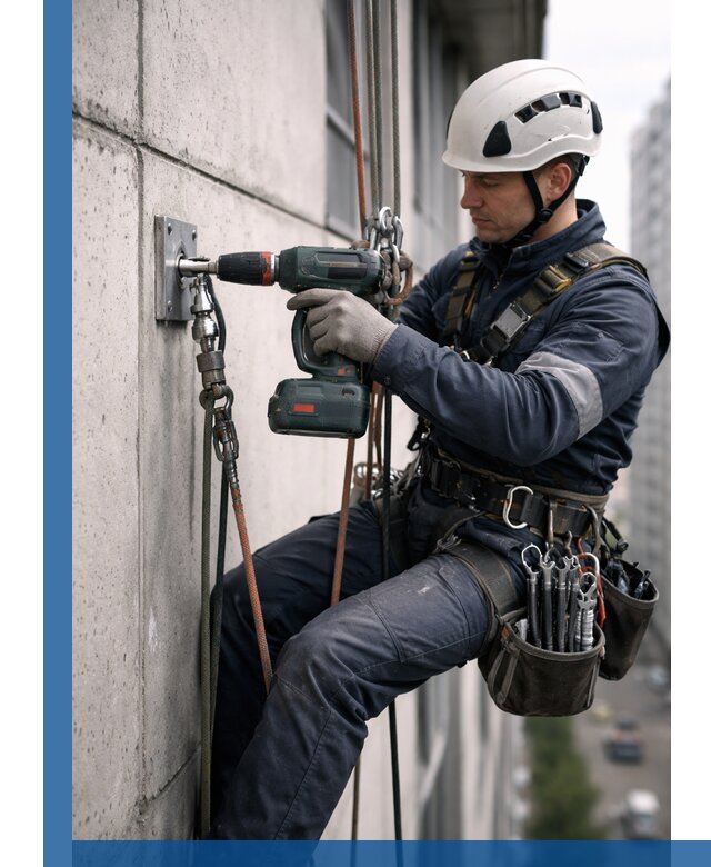 Установка анкерных точек для высотных работ в Гусе-Хрустальном